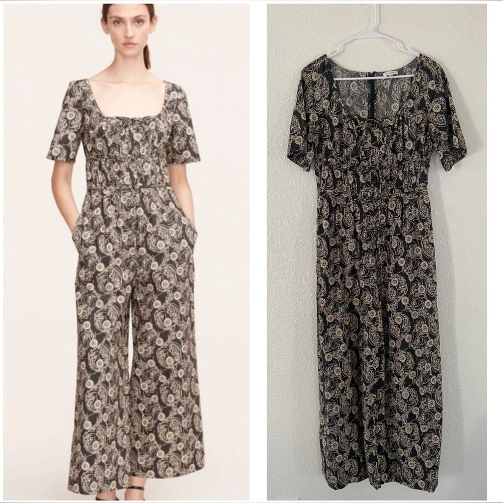 Rebecca Taylor women's Hunter Green/Cream monarch Fleur Poplin Jumpsuit size 10